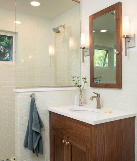 full gut bathroom remodel, feature image showing vanity and mirrow