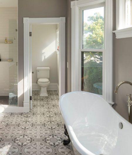 feature image with water closet, clawfoot tub, shower