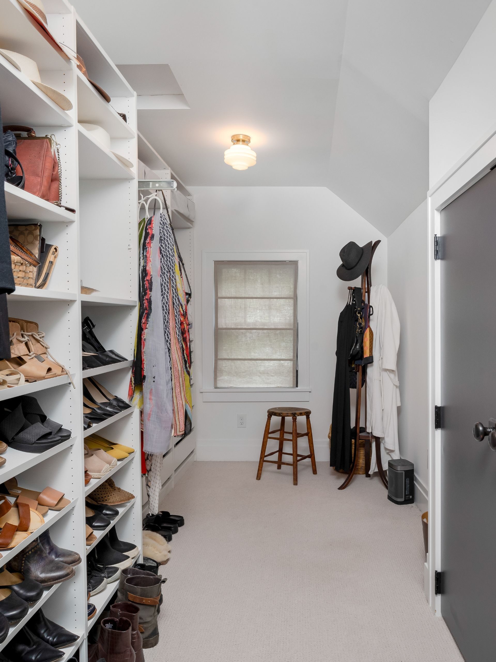 white closet with shelving
