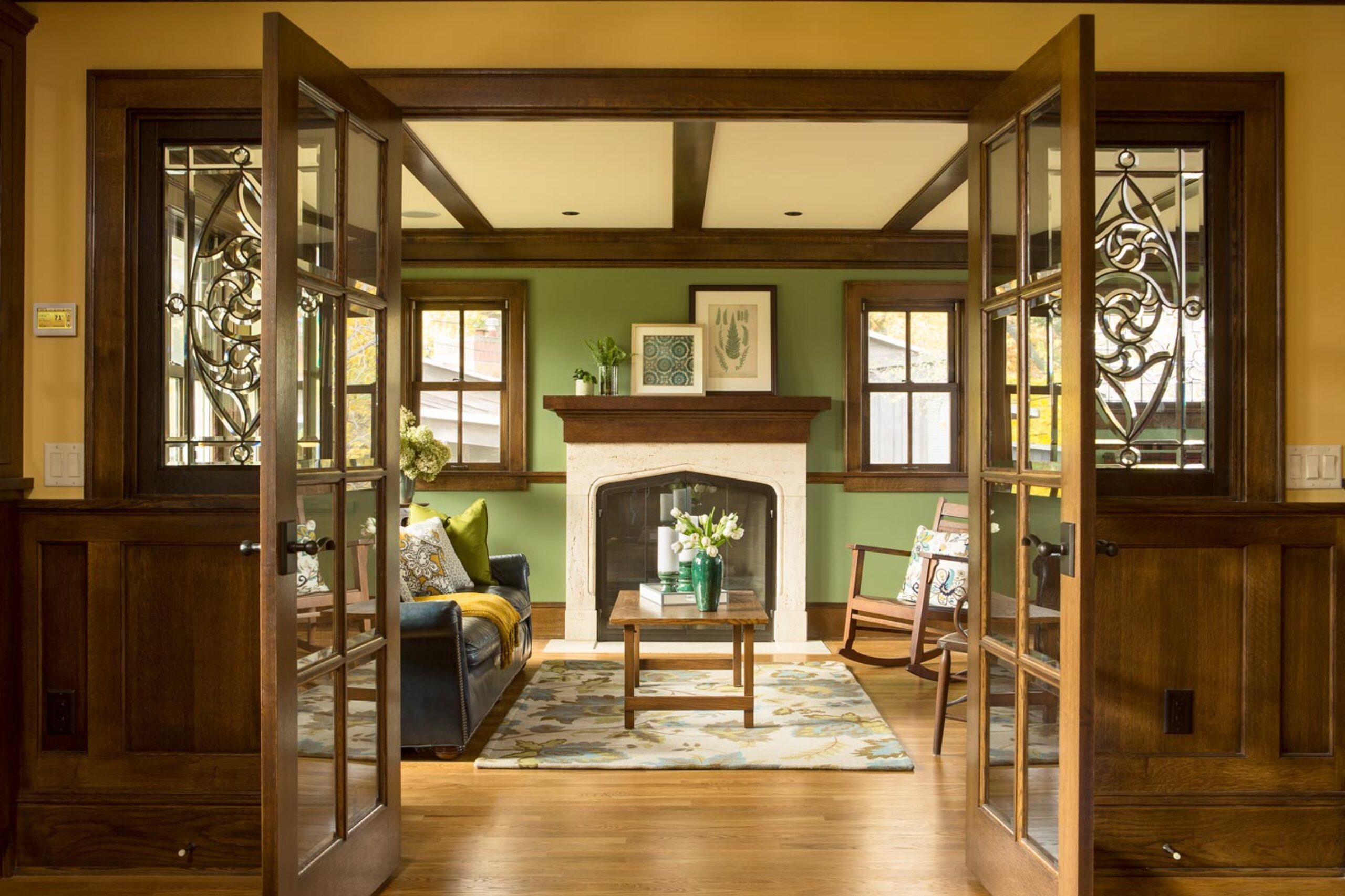 french doors with vintage beveled glass