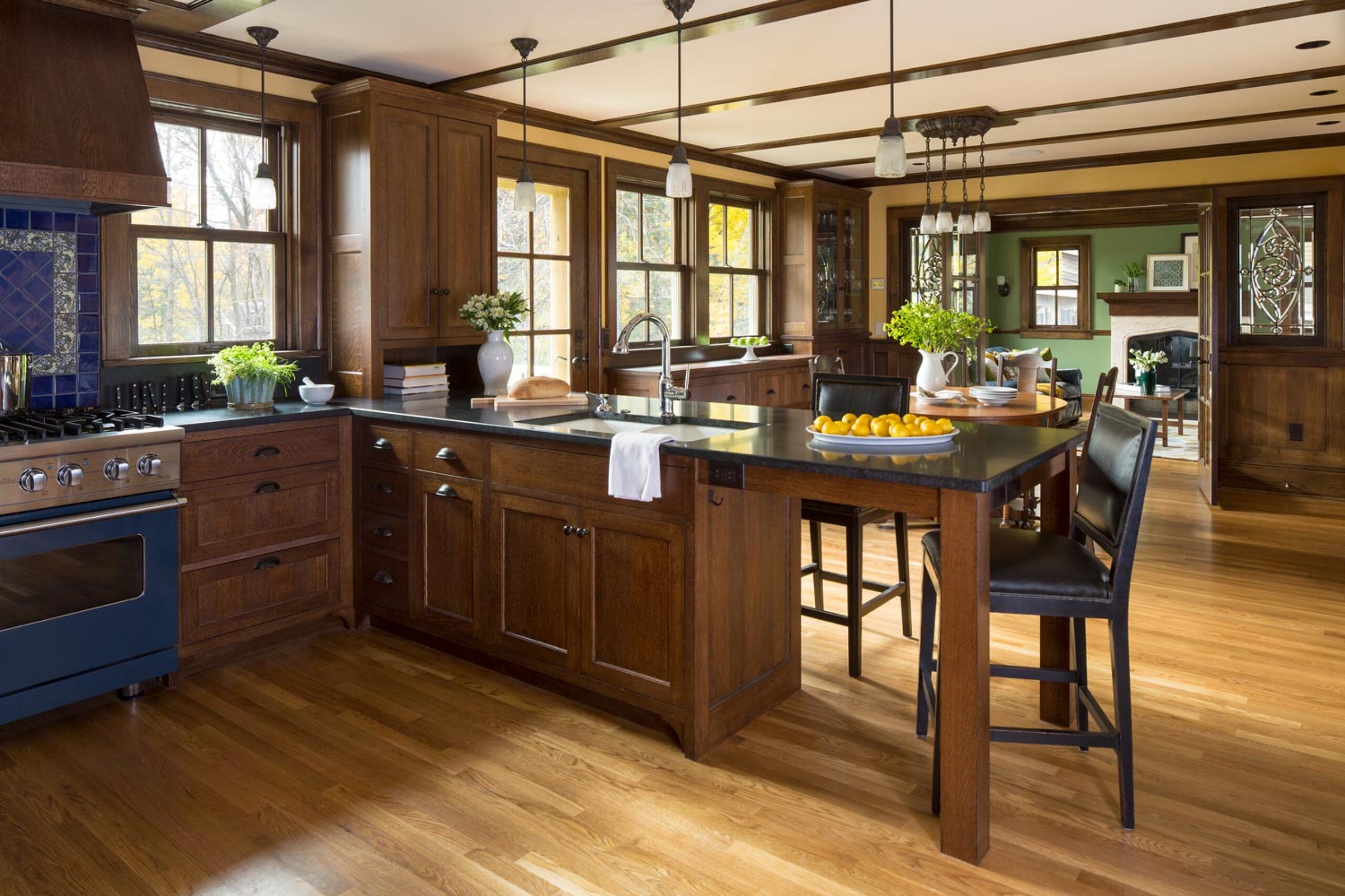 kitchen peninsula mission cabinets