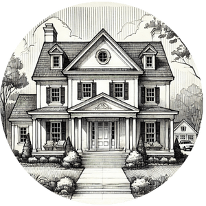 sketch of a colonial home