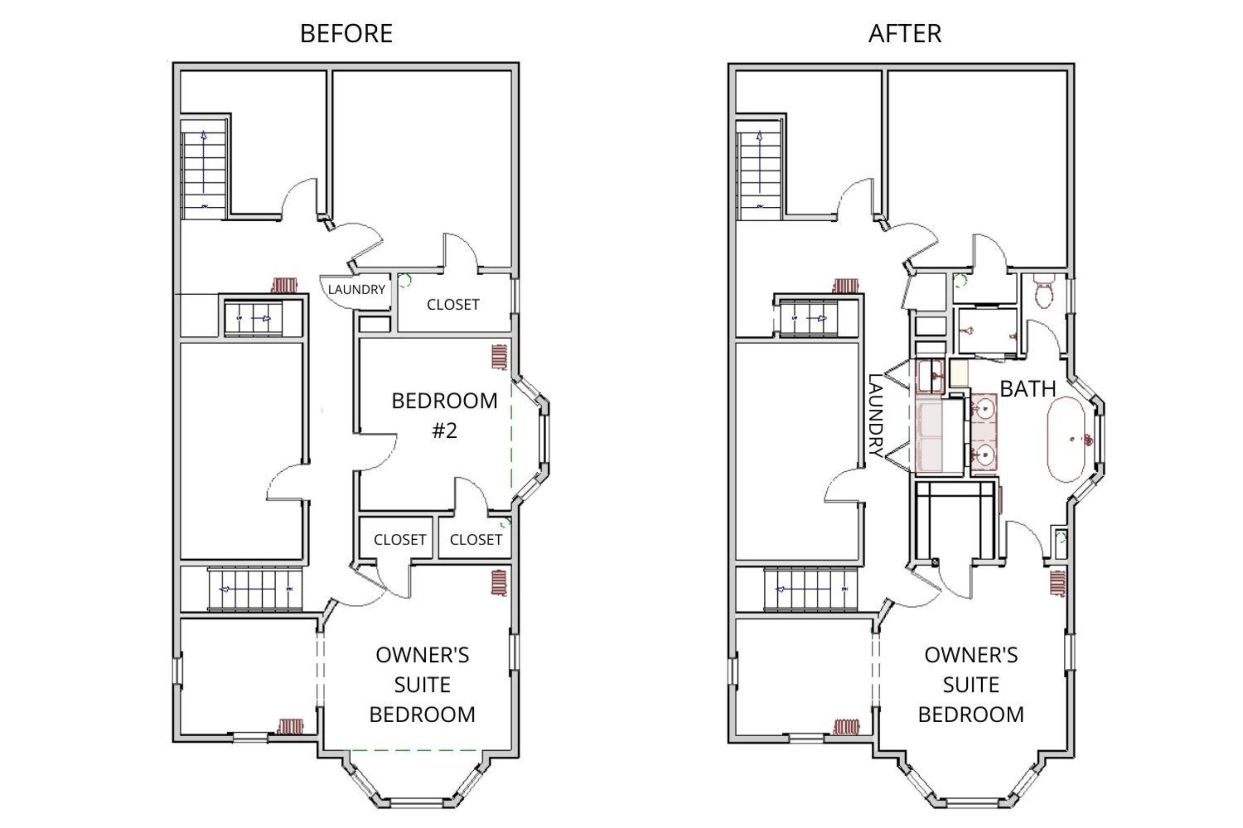 before and after victorian home plans, second floor