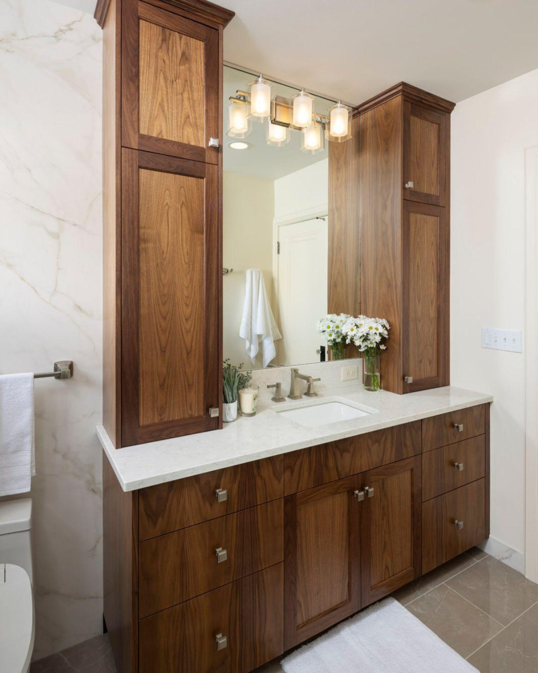 wood vanity with storage