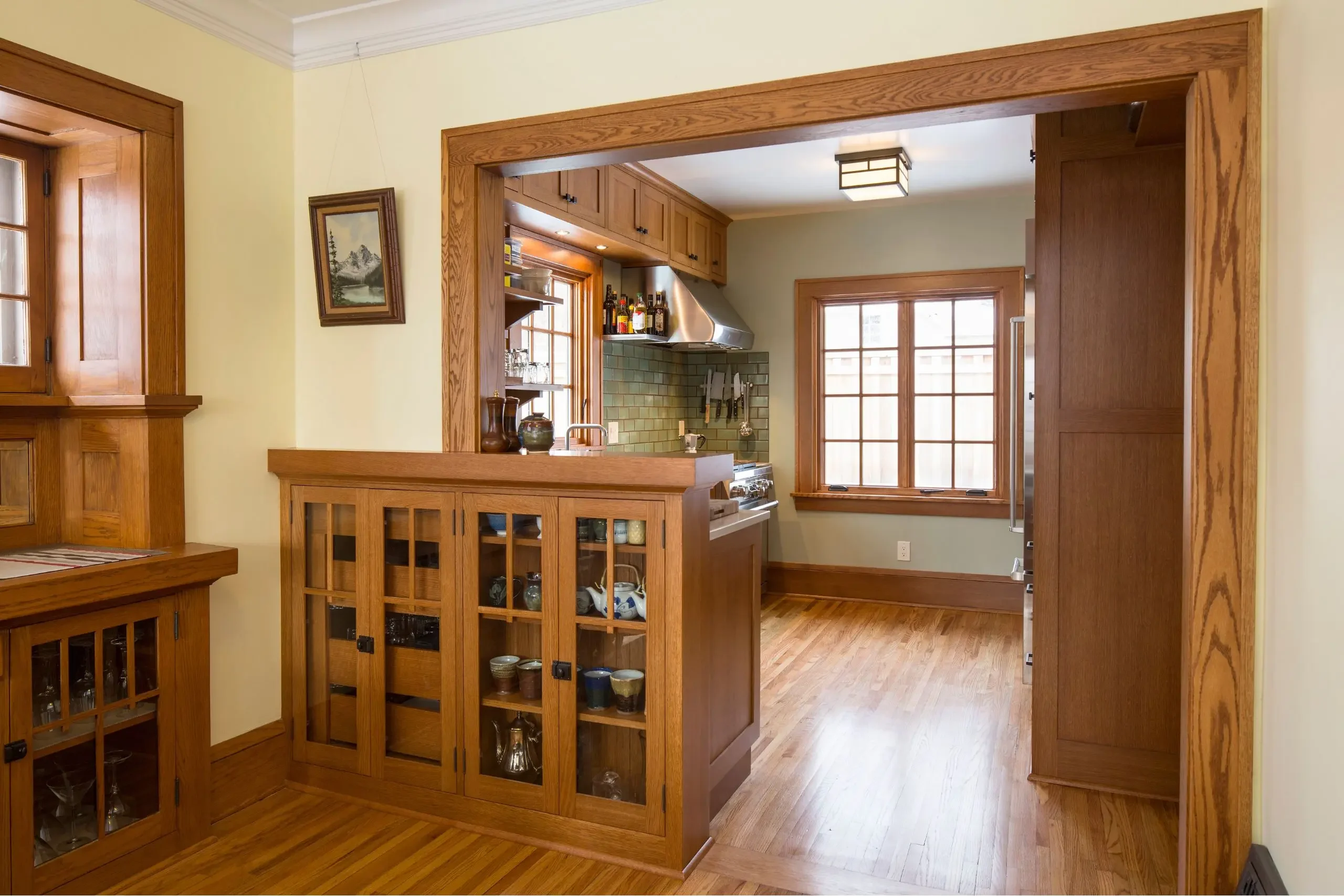 craftsman kitchen and dining with cohesive design and materials